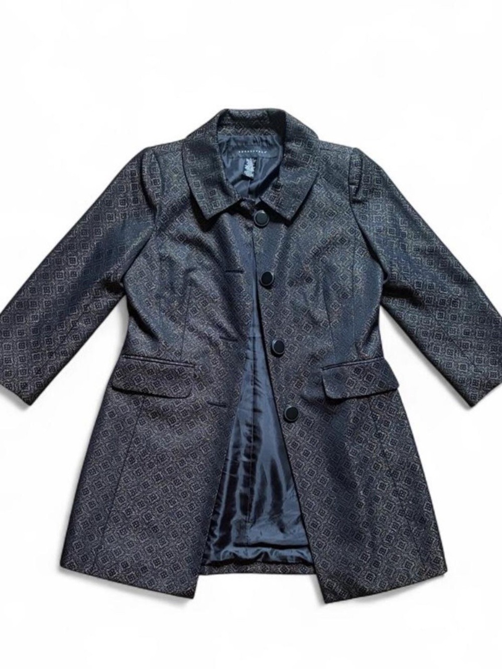 Apostrophe black and gold coat with pattern. Size M